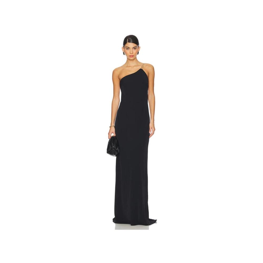 ALEXIS Tribeca One Shoulder Gold Chain Strap Maxi Dress